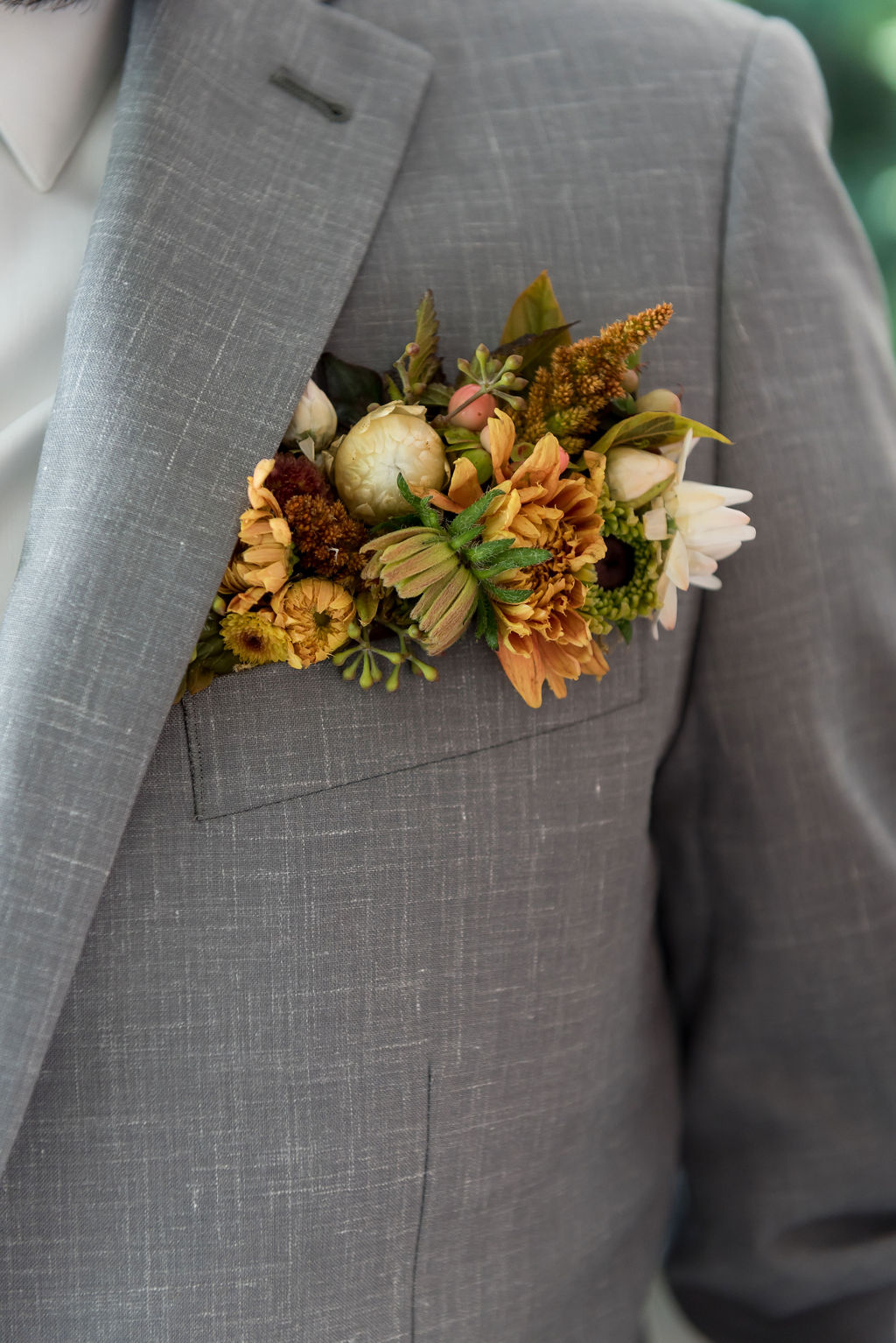 Bainbridge-Island-Wedding-Grooms-Pocket-Square Groom's botanical pocket square