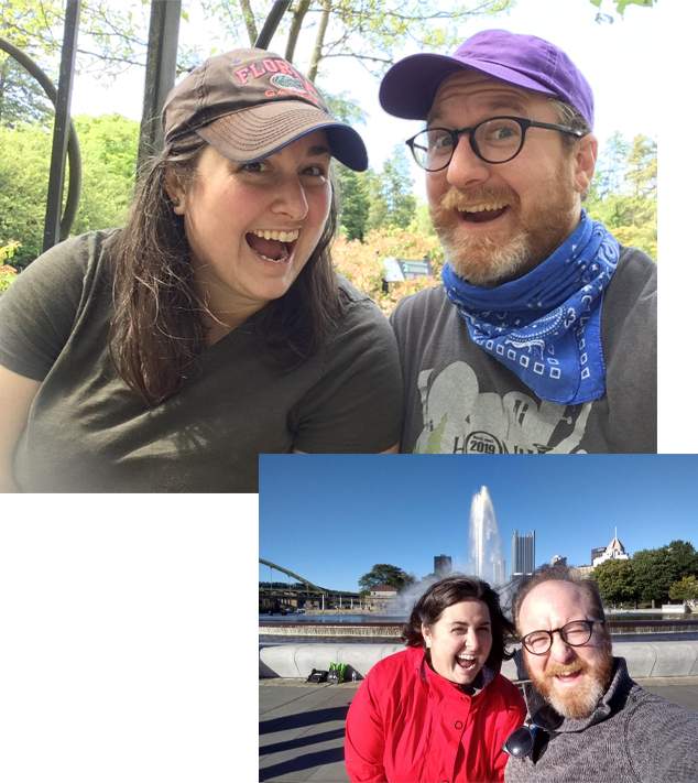 Goofy pictures of Carolyn and her husband on their travels