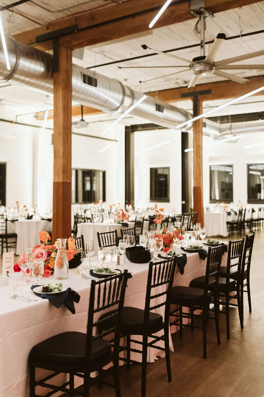 Block 41 Photo Block 41's indoor wedding space, with industrial touches, large wooden beams, and exposed ductwork