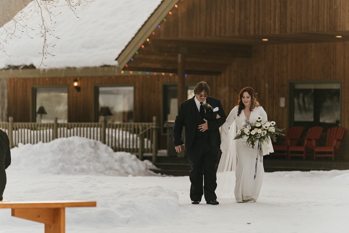 The bride walking to the ceremony