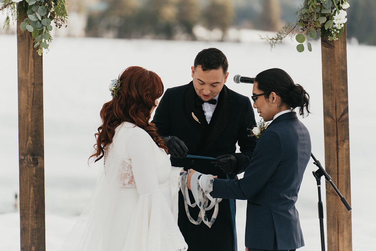 Final handfasting ribbon for wedding ceremony