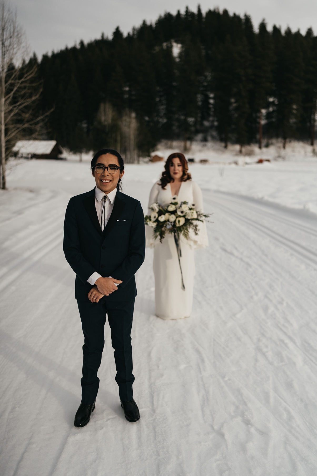The couple awaiting their first look