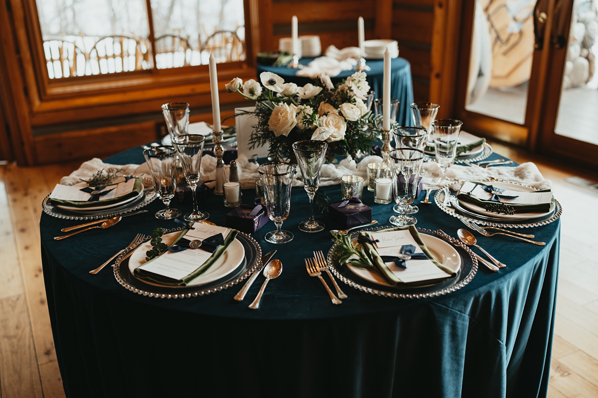 Wedding reception tables at Mountain Springs Lodge