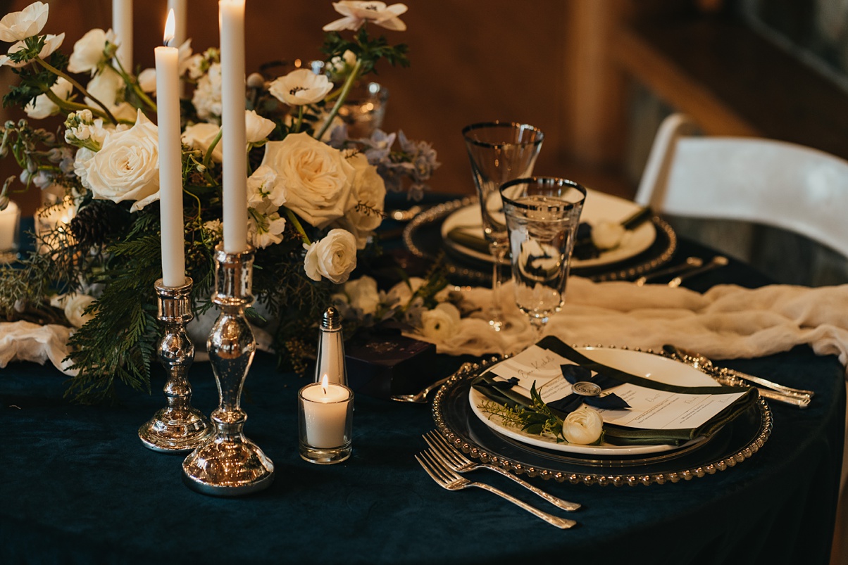 Sweetheart Table settings at Mountain Springs Lodge