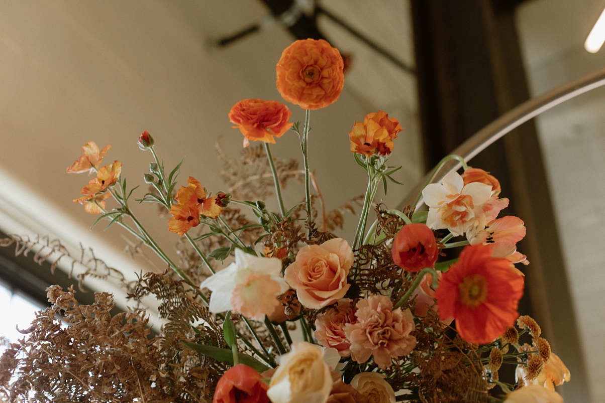 Block-41-Wedding-Circle-Arch-Florals A close up of the Block 41 wedding circle arch florals