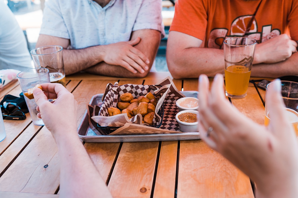 Mountain-Wedding-with-Vibrant-Summer-Blooms-Lunch The couple and their closest friends and family eat lunch