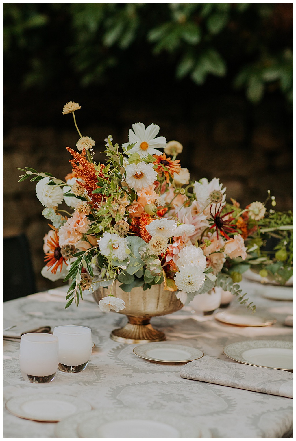 Seattle-Wedding-Florist-Bloom-Poet-Fall-Wedding-Boho-Flowers-Centerpiece-Table The centerpiece sitting on the guest table