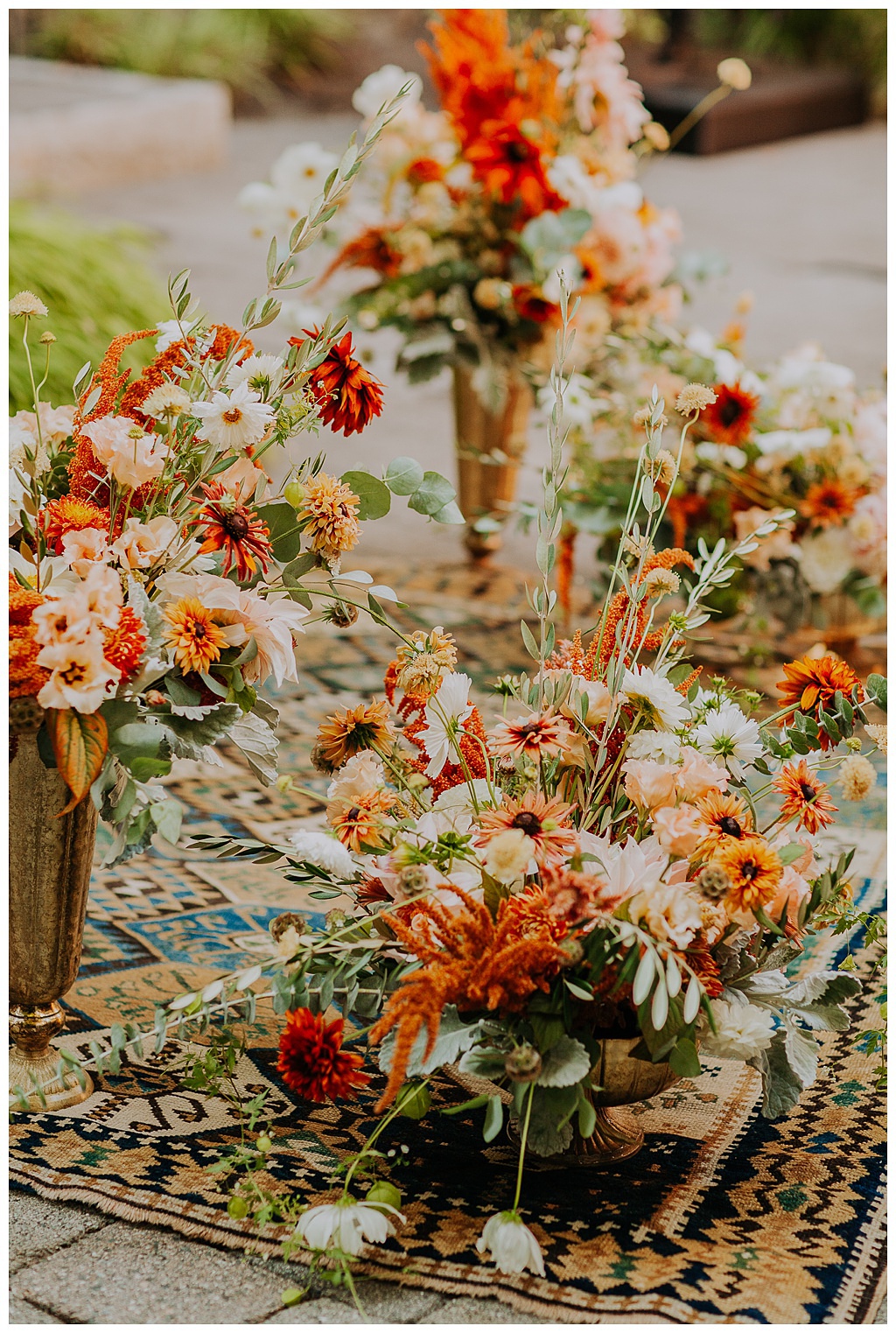 Seattle-Wedding-Florist-Bloom-Poet-Fall-Wedding-Boho-Flowers-Ceremony-Setup The ceremony setup with lush fall wedding florals