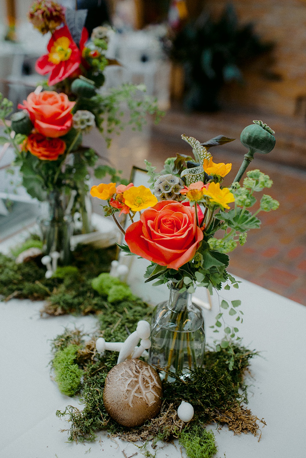 Bloom-Poet-Seattle-Wedding-Florist-Kiana-Lodge-Wedding-Bar-Florals Florals on the bar of the wedding at Kiana Lodge