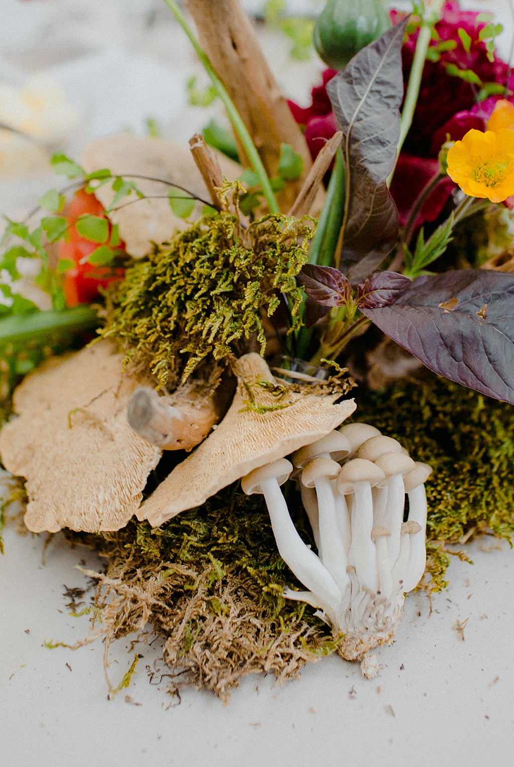 Bloom-Poet-Seattle-Wedding-Florist-Kiana-Lodge-Wedding-Centerpiece-Details Mushroom details of the wedding floral centerpieces