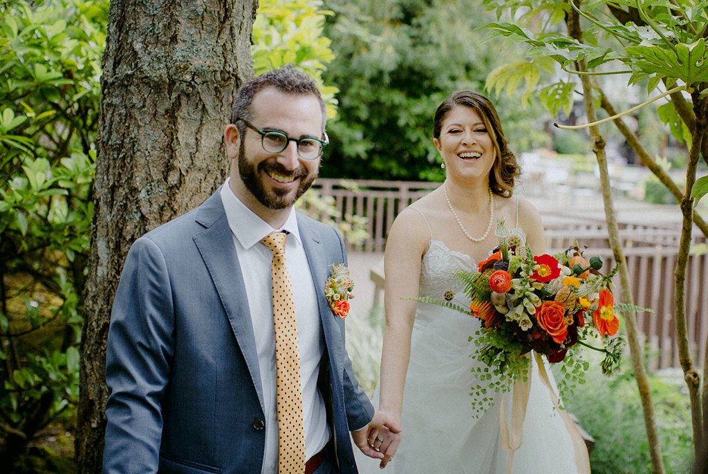 Bloom-Poet-Seattle-Wedding-Florist-Kiana-Lodge-Wedding-Forest-Portrait A portrait of a wedding couple in the forest at Kiana Lodge