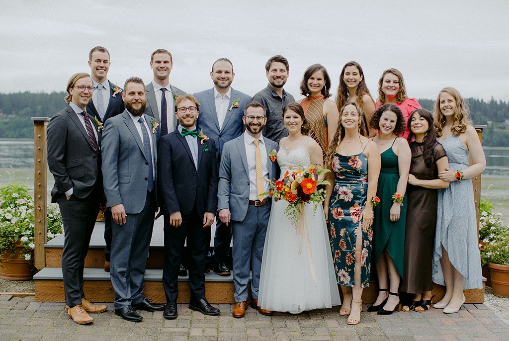 Bloom-Poet-Seattle-Wedding-Florist-Kiana-Lodge-Wedding-Party A non traditional wedding party at Kiana Lodge